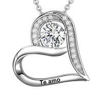 LOVORDS Collar Mujer Grabado Plata de Ley 925 Colgante Corazón Regalo Madre Mamá Esposa Novia Abuela Hija