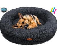 Lovpet® Cama para Perro, Cama para Gato, Bagel, Incl. Cuenco + 3X Huesos Masticables, Sofá Mullido para Perro, para Perros Pequeños, Medianos y Grandes, Gatos, Ø 100 cm (3XL) - Antracita