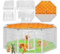LOVPET® Parque Plegable para Mascotas | Corralito Resistente con Puerta para Perros, Gatos, Cachorros, Conejos, Cobayas, Negro - XXL (con Cubierta)