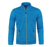 Lovraj Chaqueta de forro polar con cremallera para hombre, tallas grandes, cuello alto, forro polar de punto, azul, XL