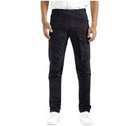 Lovraj Pantalones cargo para hombre, elásticos, para exteriores, rectos, para el tiempo libre, trabajo, varios bolsillos, pantalones de senderismo con goma elástica, Negro , S
