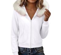 Lovraj Sudadera con capucha y cremallera para mujer, con forro de piel sintética, ERROR: #N/A, L