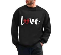 Lovraj Sudadera de San Valentín para hombre, sin capucha, estampado de corazón y frases de amor, suelto, manga larga, forro polar, para tiempo libre, cuello redondo
