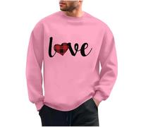 Lovraj Sudadera de San Valentín para hombre, sin capucha, estampado de corazón y frases de amor, suelto, manga larga, forro polar, para tiempo libre, cuello redondo