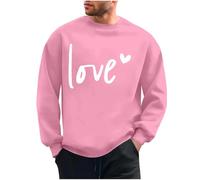 Lovraj Sudadera para hombre con estampado de corazón y estampado de carta de amor para el día de San Valentín, cuello redondo, jersey de manga larga, sin capucha, suelto, San Valentín, otoño, invierno