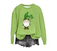 Lovraj Sudadera para mujer con estampado de trébol de forro polar, sin capucha, para el Día de San Patricio, festival irlandés, manga larga, manga larga, festiva, irlandesa, cuello redondo, manga