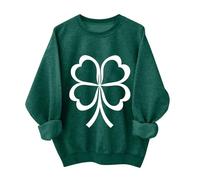 Lovraj Sudadera para mujer con estampado de trébol, sin capucha, para el Día de San Patricio, manga larga, manga larga, festiva, irlandesa, cuello redondo, manga larga, 07-verde, M