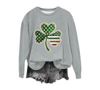 Lovraj Sudadera para mujer con estampado del Día de San Patricio, forro polar, sin capucha, cuello redondo, manga larga, 02-gris, S