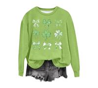 Lovraj Sudadera para mujer con estampado del Día de San Patricio, forro polar, sin capucha, cuello redondo, manga larga, 01-verde., XL