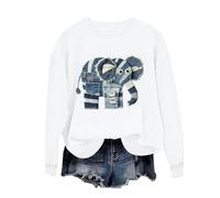 Lovraj Sudadera para mujer, cuello redondo, estampado animal, suelta, informal, forro polar, sin capucha, moderna camiseta de forro polar, camiseta de manga larga para otoño e invierno, 02-blanco, XXL