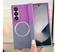 Lovreko Candy Color Gradient Magnetic Case for Samsung Z Fold, Cute Gradient Desgin, Folding Candy Color Magnetic Phone Case (for Z Fold5,Purple Grey)