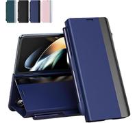 Lovreko Luxury Electroplated Leather Magnetic Phone Case with Phone Stand and Pen Slot for Galaxy Z Fold 4/5/6/7, Anti-Fall Leather Case (Blue,for Z Fold7)