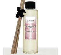 LOVSPA Recambio de aceite difusor de varillas de sándalo y ámbar con varillas de junco, sándalo y ámbar con notas de bergamota, naranja, rosa y violeta con base de madera de cedro y vainilla, 4 onzas