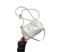 LOVSSU Bolso bandolera pequeño de piel sintética for mujer, tipo cubo, con asa corta y cadena(Beige)