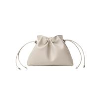 LOVSSU Bolso bandolera plisado de lujo con diseño de nube: bolso bandolera de piel auténtica con cordón ajustable, un bolso pequeño y versátil for una dama elegante.(Cream white)