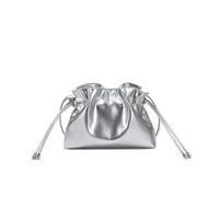LOVSSU Bolso bandolera plisado de lujo con diseño de nube: bolso bandolera de piel auténtica con cordón ajustable, un bolso pequeño y versátil for una dama elegante.(Silver)
