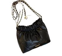LOVSSU Bolso de hombro for mujer y niña, piel sintética, plisado, tipo cubo, gran capacidad, bandolera, sobre(Black)