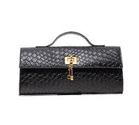 LOVSSU Bolso de mano con solapa for mujer, elegante bolso de noche, bolso burdeos, ideal for vestidos de fiesta o bodas.(Black)