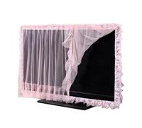 LOVSSU Cortina de puerta tela encaje, círculo TV que se puede voltear, cubierta antipolvo, pantalla Monitor, decoraciones for el hogar, con elástico(Pink,38-47 inches)
