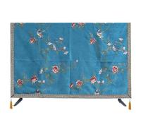 LOVSSU Juego de TV con bordado flores peonía, cubierta a prueba polvo, tela colgante for escritorio, protectora contra el lino y algodón(Blue,65 inches)