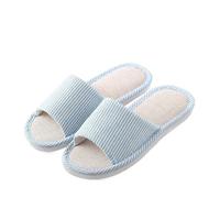LOVSSU Pantuflas De Tela Pantuflas de lino for mujer, transpirables, absorbentes de humedad, antideslizantes, de algodón y lino. Para Zapatillas(Blue,36-37)