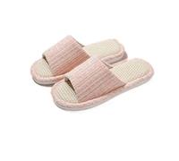 LOVSSU Pantuflas De Tela Pantuflas de lino for mujer, transpirables, absorbentes de humedad, antideslizantes, de algodón y lino. Para Zapatillas(Color 3,38-39)