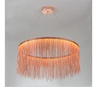 LOVTAL Borla Redondo LED Colgante De Luz, Moderno Cadena Tambor Lámpara De Araña Lujo Decorativo Lámpara De Techo para Sala De Estar, Hotel, Dormitorio, Comedor,Rose Gold+Neutral Light-40cm 30W