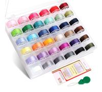 Lovunshuo Juego de hilo de coser de 36 piezas, accesorios para máquina de coser en 36 colores, con almacenamiento, bobinas para máquina de coser para la mayoría de máquinas de coser y bordados (hilo