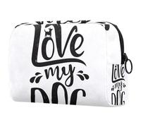 Lovw My Dog Word - Bolsa de cosméticos para mujer, neceser de viaje, bolsa organizadora de maquillaje grande con cremallera, multicolor, 18.5x7.5x13cm/7.3x3x5.1in, Neceser