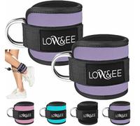 LOW&EE® Pack 2 Tobilleras Poleas Gym - Tobillera para Polea Acolchada para Mujeres y Hombres- Correa Tobillos Gym para Máquina de Cable Fitness y Gimnasio - Accesorios Gym (Púrpura)
