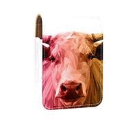 Low Poly Art Cow - Estuche portátil para pintalabios para viajes, mini caja de almacenamiento de lápiz labial con espejo para mujeres y mujeres, bolsa de cosméticos de cuero, Varios colores, 9.5x2x7 cm/3.7x0.8x2.7 in