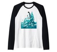 Low Poly Penguin Iceberg Geometric Arctic Graphic Camiseta Manga Raglan