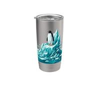 Low Poly Penguin Iceberg Geometric Arctic Graphic Vaso térmico de acero inoxidable de doble pared
