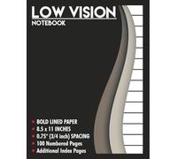 Low Vision Paper Notebook with Black Border: Thick Bold Black Lines on White Sheet - For Visually Impaired and Legally Blind - Extra Wide Ruled - ... Spacing | Large Print 8.5"x11" | 100 Pages