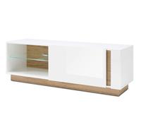Lowboard Clair TV-Mueble 138x40x46cm Blanco Alto Brillo Roble Grandson