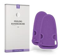 LoWell® 2 piezas de guantes exfoliantes - Guante exfoliante para baño turco para cuerpo y cara - Guía de exfoliación y 2 ventosas como bonus - Morado