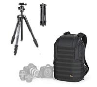 Lowepro Element MII Camera, Trípode de Viaje de Aluminio con Cabezal de Bola para cámaras compactas, CSC, DSLR y Mochila ProTactic 450AW II para cámaras Profesionales, Drones, Creadores de Contenido