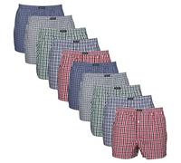 Lower East Le150 Calzoncillos bóxer, Multicolor (Patrón Clásico A Cuadros), S (Pack de 10) para Hombre