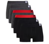 Lower East LE159, Calzoncillos Bóxer Retro para Hombre, Black/Anthracite with Red, L, Paquete de 6
