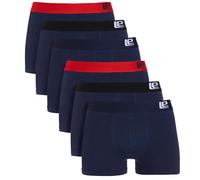 Lower East LE159, Calzoncillos Bóxer Retro para Hombre, Dark Blue with Black and Red, XXL, Paquete de 6