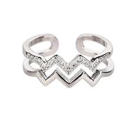 LOWVEDGK Anillo alto y bajo, anillos para ansiedad My Daughter en zigzag, Adjustable, Metal