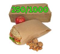 Loxato 1000 Bolsas Papel Kraft Marrón - Sobres - Bolsas de Papel para Bocadillos, Bolleria, Pan, Empanadas, Alimentación, Dulces, llevar Desayuno - 15x6.5x28cm