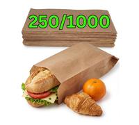 Loxato 1000 Bolsas Papel Kraft Marrón - Sobres - Bolsas de Papel para Bocadillos, Bolleria, Pan, Empanadas, Alimentación, Dulces, llevar Desayuno - 12x5x27cm