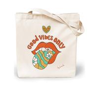 Loxato Tote Bag Tela - Bolsa de Algodón - Bolsas Originales - Bolso Shopper Mujer - Tote Bag Aesthetic - Bolsa de Tela Grande Extra Ancho 8cm Asas Largas - Bolsas de Algodón Natural