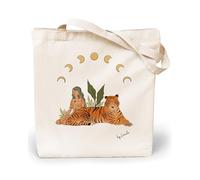 Loxato Tote Bag Tela - Bolsa de Algodón - Bolsas Originales - Bolso Shopper Mujer - Tote Bag Aesthetic - Bolsa de Tela Grande Extra Ancho 8cm Asas Largas - Bolsas de Algodón Natural