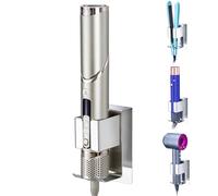 LOXSUN Soporte Para Plancha de Pelo, Soporte Secador Pelo y Plancha de Pared, Colgador Secador Pelo Sin Taladrar, Soporte Secador de Pelo Para Baño, Hoteles, Salones (Plata)