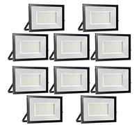 loyal 10 Pack Foco LED Exterior 100W, Alto Brillo 10000LM Proyector LED Exterior Iluminación 6000K Blanco Frío, Luz de Seguridad Impermeable IP65, Lampara LED Pared Techo para Jardín Garaje Terrazas