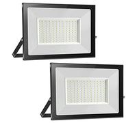 loyal 2 pack 100W Faretto LED da Esterno 10000LM, Super Luminosa Bianco Caldo 3000K Luce di Sicurezza, IP65 Impermeabile Proiettore Faro, Fari LED Lampada per Garage Giardino Corridoio Piazza