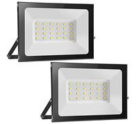 loyal 2 pack 20W Faretto LED da Esterno 2000LM, Super Luminosa Bianco Freddo 6000K Luce di Sicurezza, IP65 Impermeabile Proiettore Faro, Fari LED Lampada per Garage Giardino Corridoio Piazza