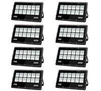 loyal Foco LED de Exterior 600W 8 Piezas, Proyector Ultrabrillante 6000 K Blanco Frío 60000 LM - IP66 Resistente al Agua, Ajustable con Soporte Para Jardín, Garaje